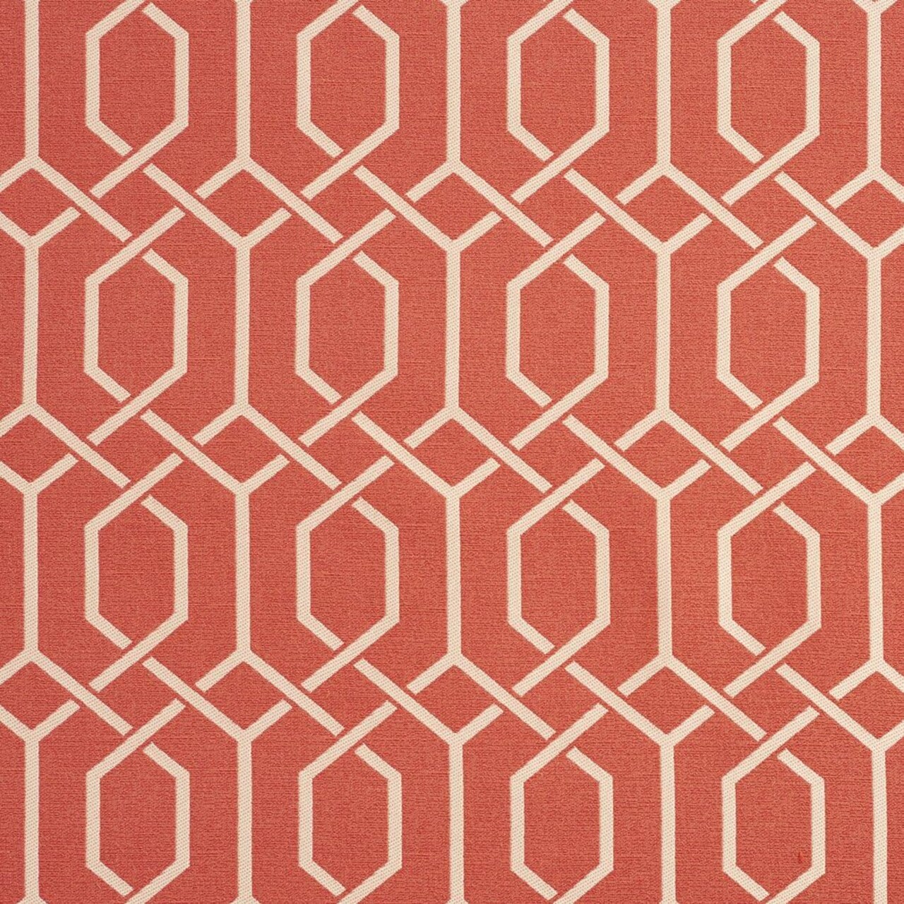Coral Geometric Velvet Woven Pattern Upholstery Fabric by The Yard - SKU: Carson Geranium